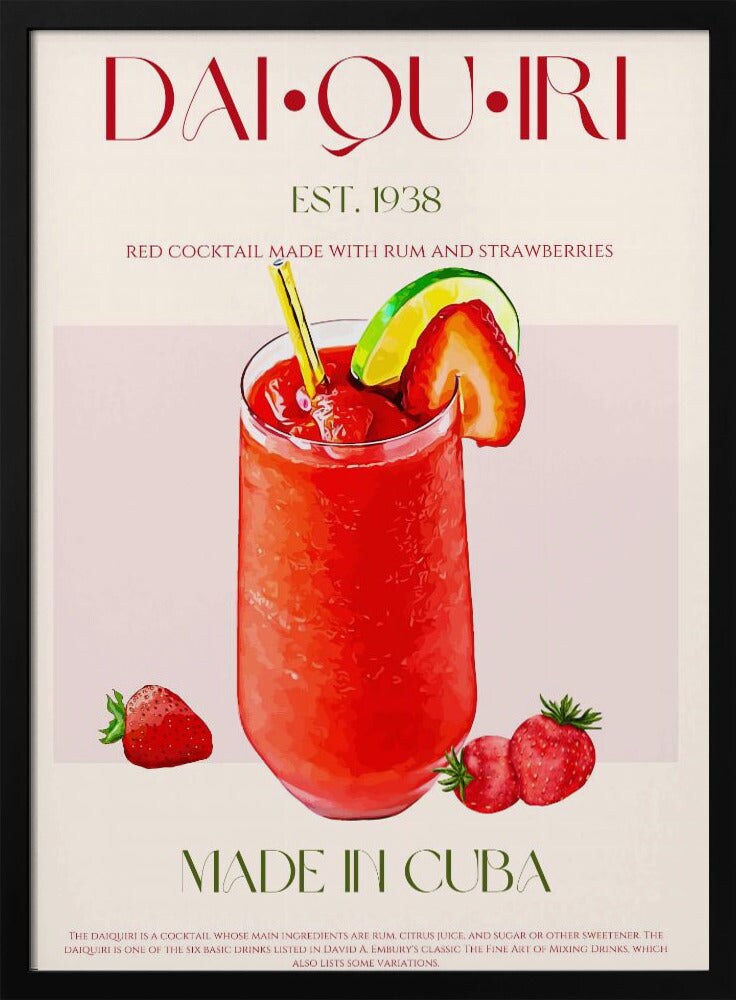 Cuban Daiquiri Delight - Nazma Khokhar 24x36 Black Framed Art | Home or Office Art