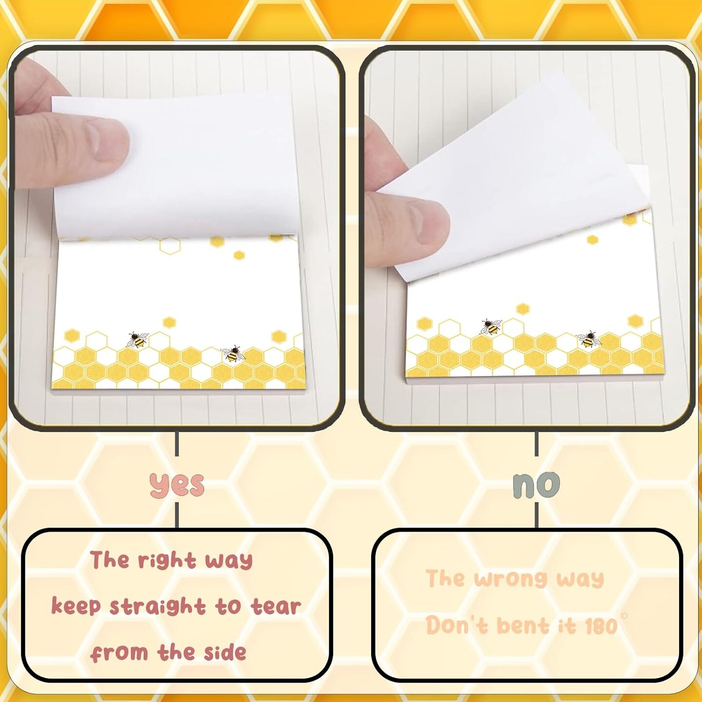 9 Pieces Bee Sticky Notes 3x3 Inch Cute Bee Note Pads Adesive Bee Memo Notes for School Office Home Supplies Students Teachers Gift