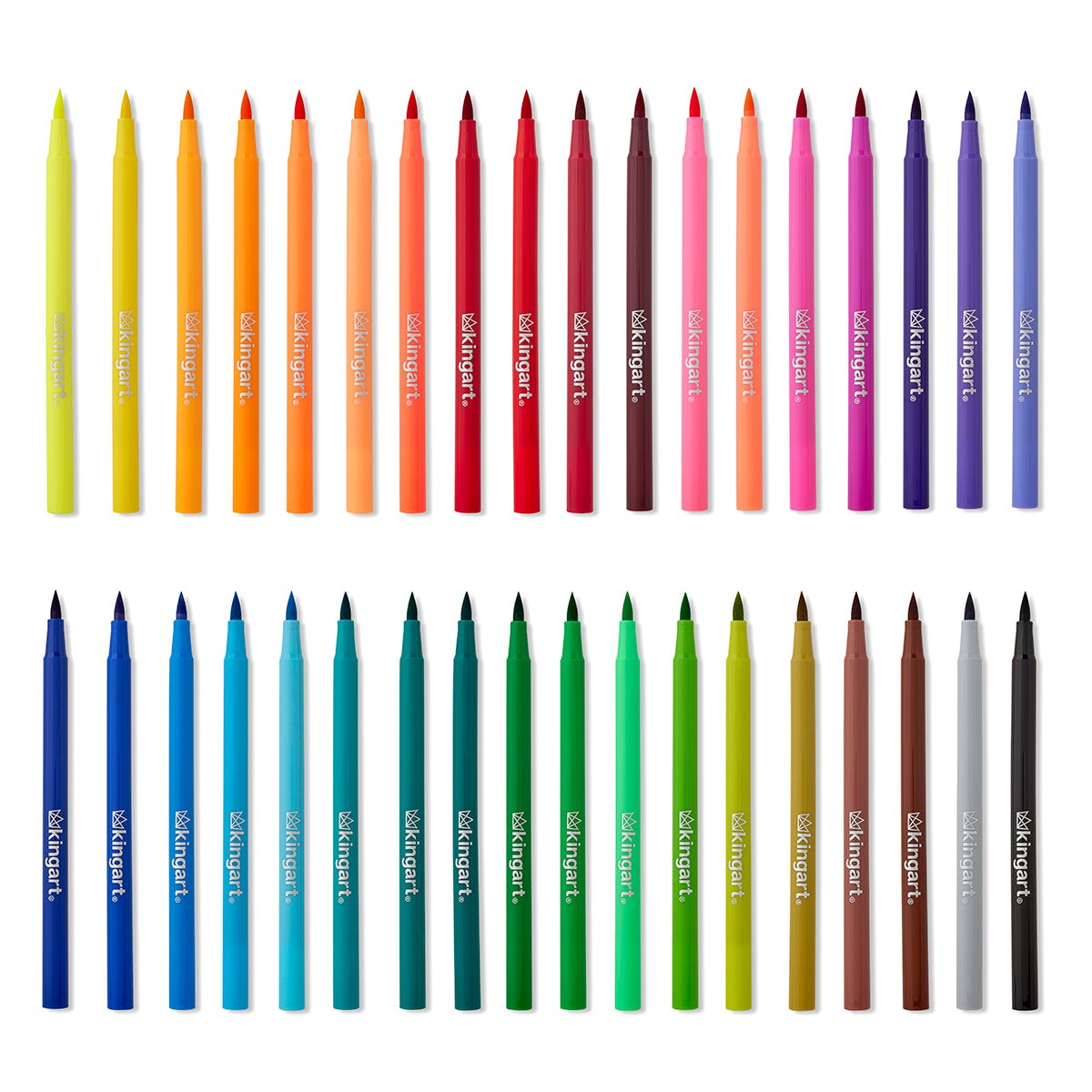 KINGART&#xAE; Watercolor Brush Markers, Storage Case, Set of 36 Unique Colors
