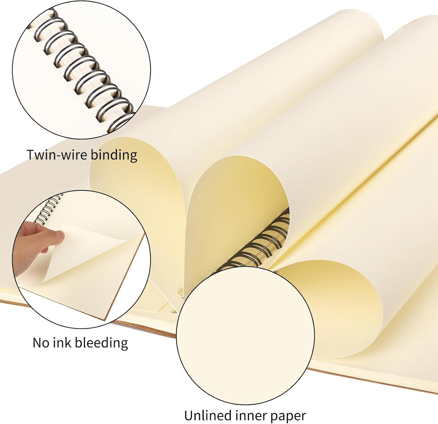 12 Pack A5 Blank Spiral Notebooks, Sketchbooks, Unlined Journals 5.5 x 8.3in, 50 Sheets 100 Pages, Diary Sketch Books