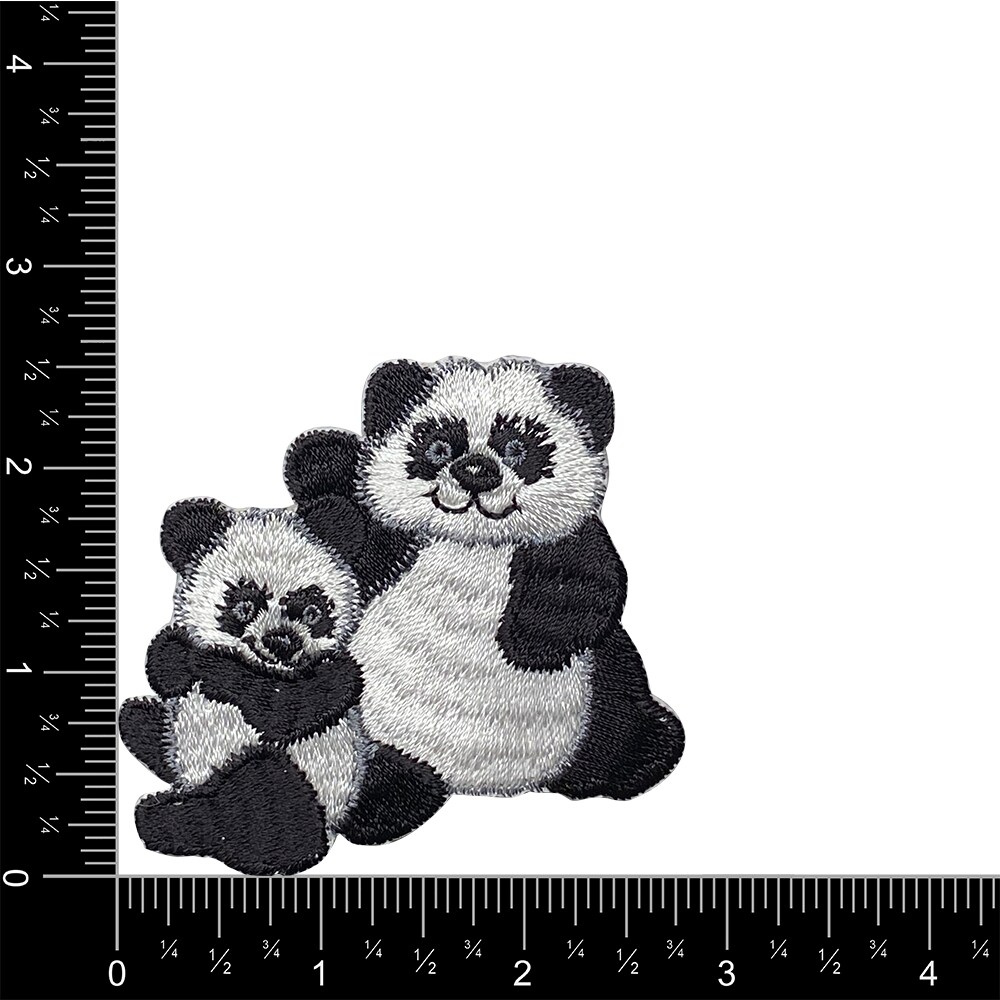 Panda Bear and Cub, Family, Animals, Embroidered, Iron on Patch