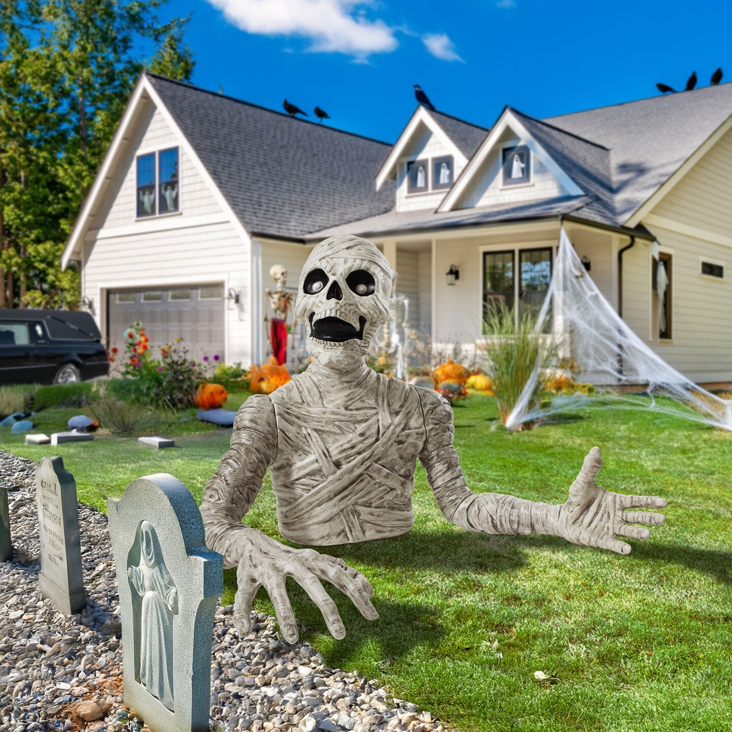 BOO BOX 36&#x22; Halloween Groundbreaking Decoration - Scary Outdoor Halloween Decor for Porch or Yard