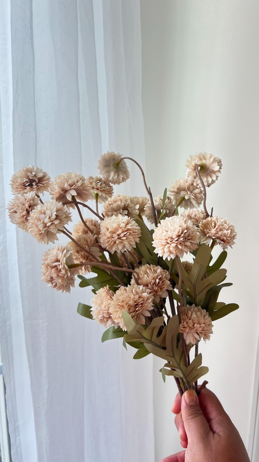 5pcs Realistic Artificial Dandelion and Chrysanthemum Stems – Faux Flowers Bulk for Boho Wedding Decor & Table Arrangements