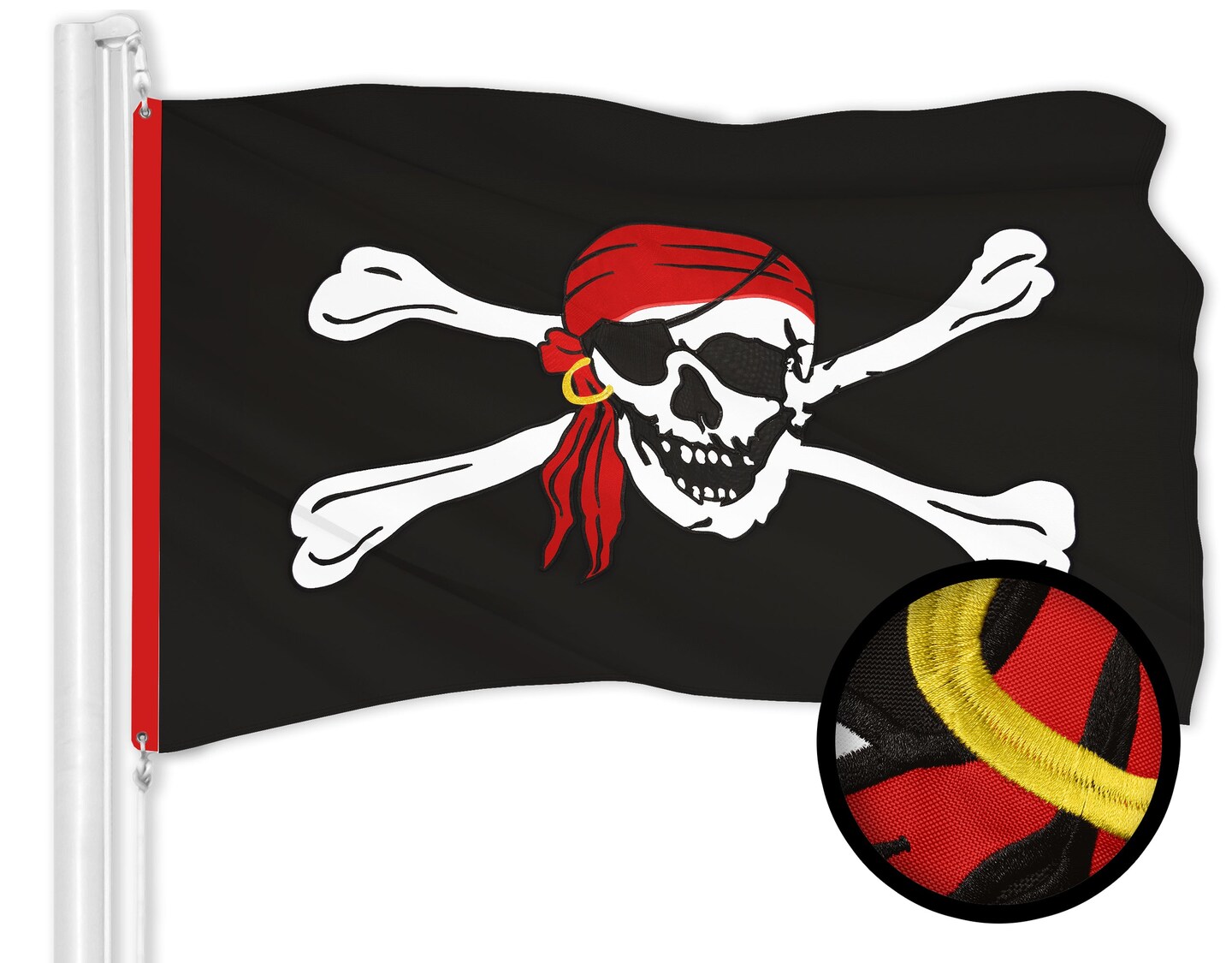 G128 Pirate Jolly Roger Red Head Scarf Flag 2x3 Ft ToughWeave
