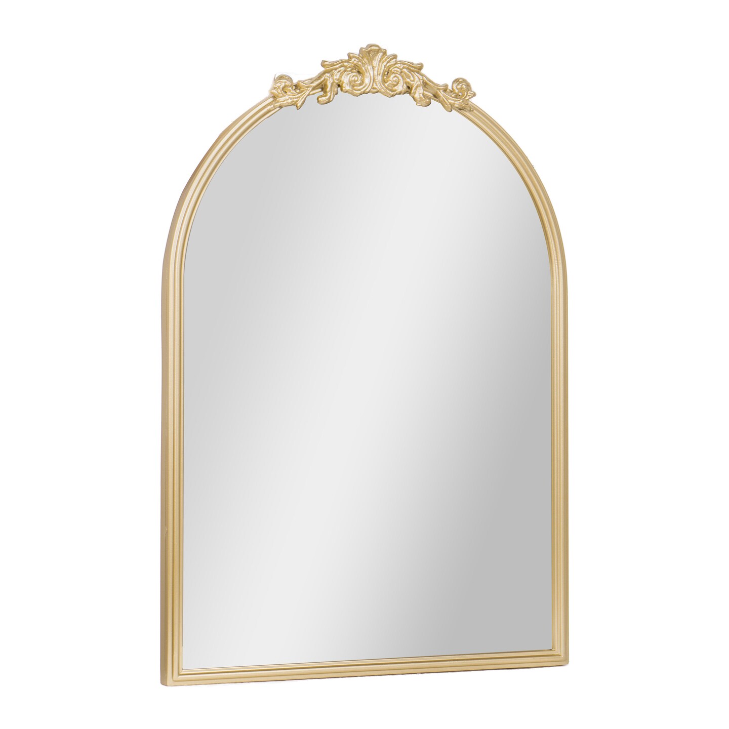 Emma and Oliver Monte Arched Wall Mirror with Baroque Style Detail, and Aluminum Backed Glass for Clarity for Entryways, Bathrooms &#x26; More