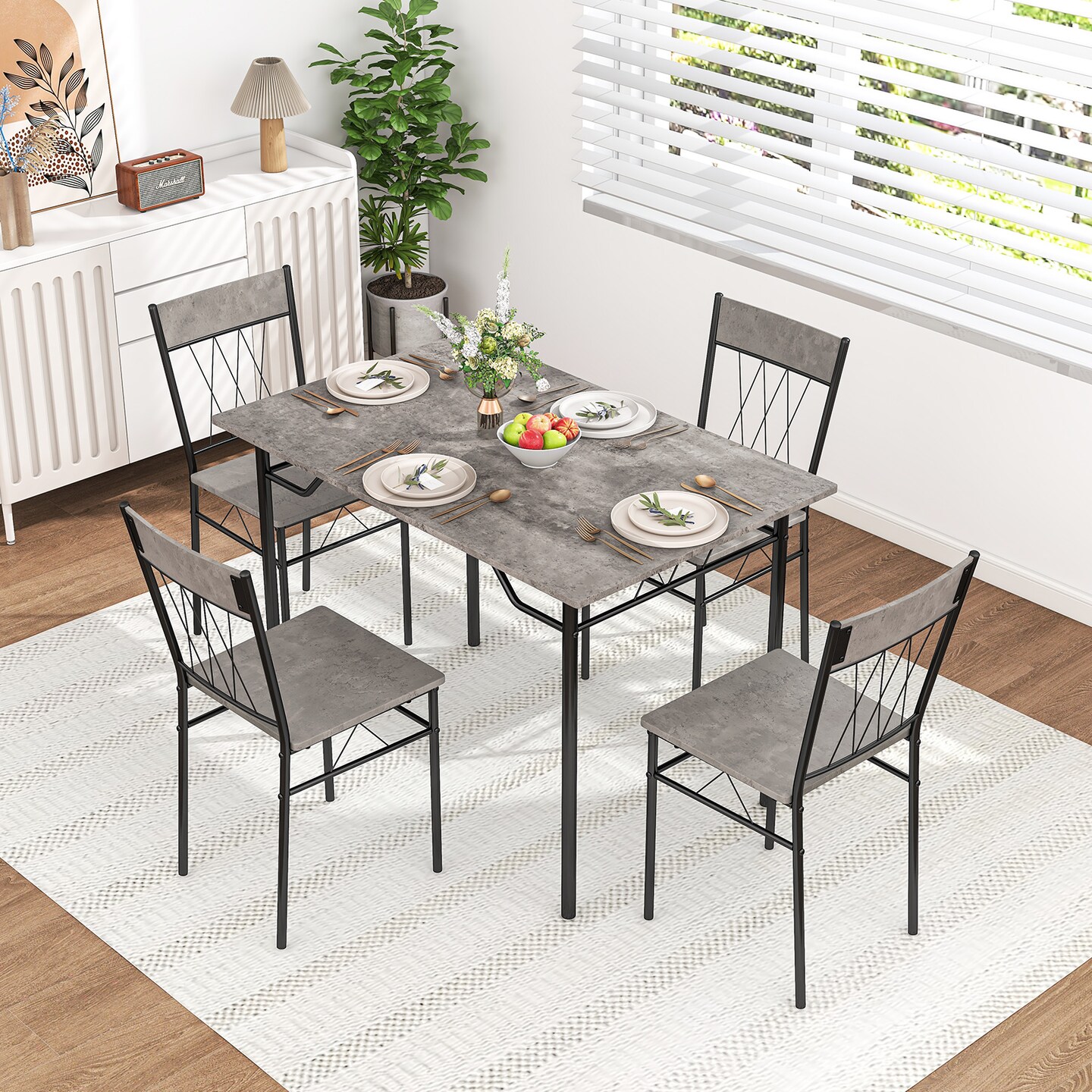 5-Piece Dining Table Set for 4 with Kitchen Table and 4 Dining Chairs