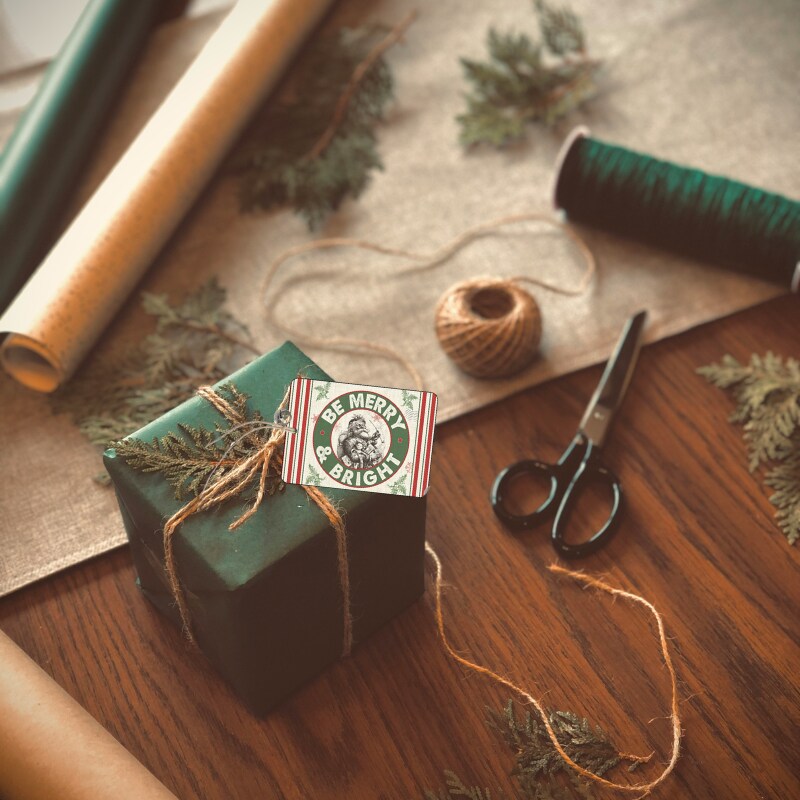 Merry &#x26; Bright Christmas Wood Gift Tag Set