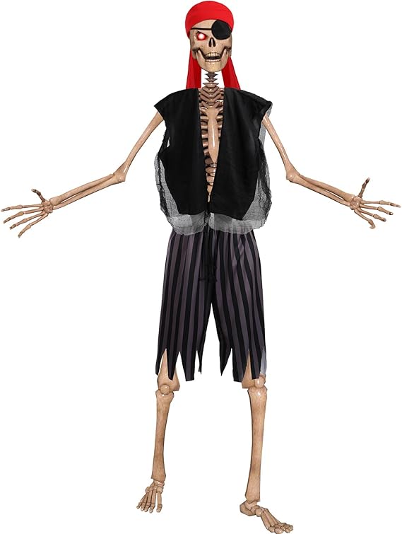 4 Pcs 12 ft Skeleton Accessories Giant Pirate Costume Set Halloween Skeleton Clothing Accessories for Garden Lawn Outdoor Halloween Decoration Black