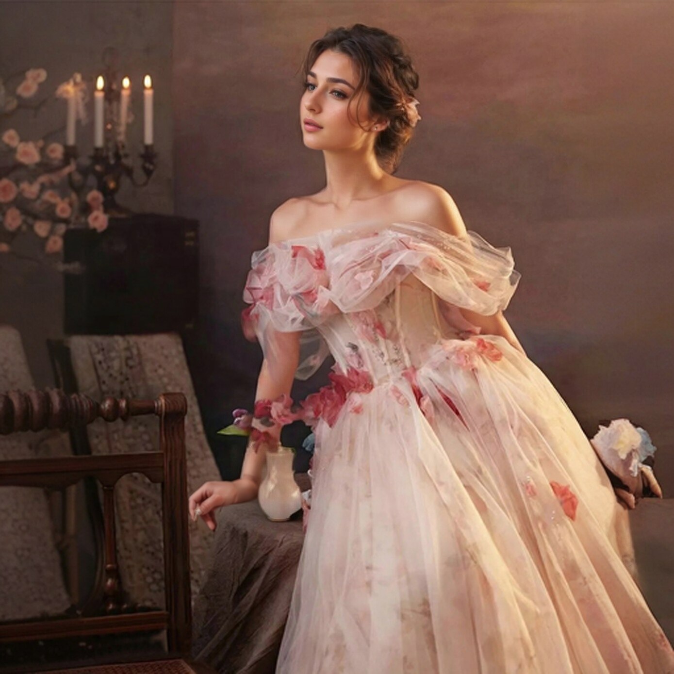 Tulle ball gown,Flower Lace wedding Dress,Princess Bridal Dress,Floor  length wedding gown,Lace Applique Bridal dress,Vintage,evening dress |  MakerPlace by Michaels