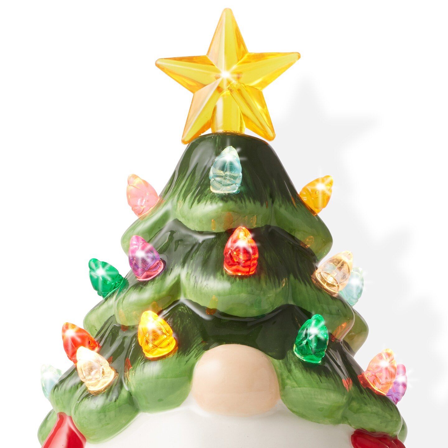 Casafield Ceramic Holiday Night Light - Vintage Decorative Night Light with Bulbs and Star Topper