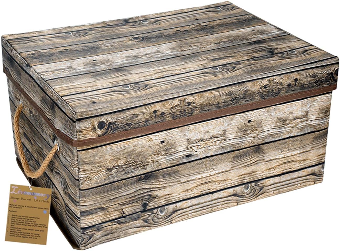 Decorative Storage Box with Lids, Fabric Storage Box with Lid and Handles for Decorative Storage, L15.7 x W11.8 x H7.9 In(Not Made of Wood)