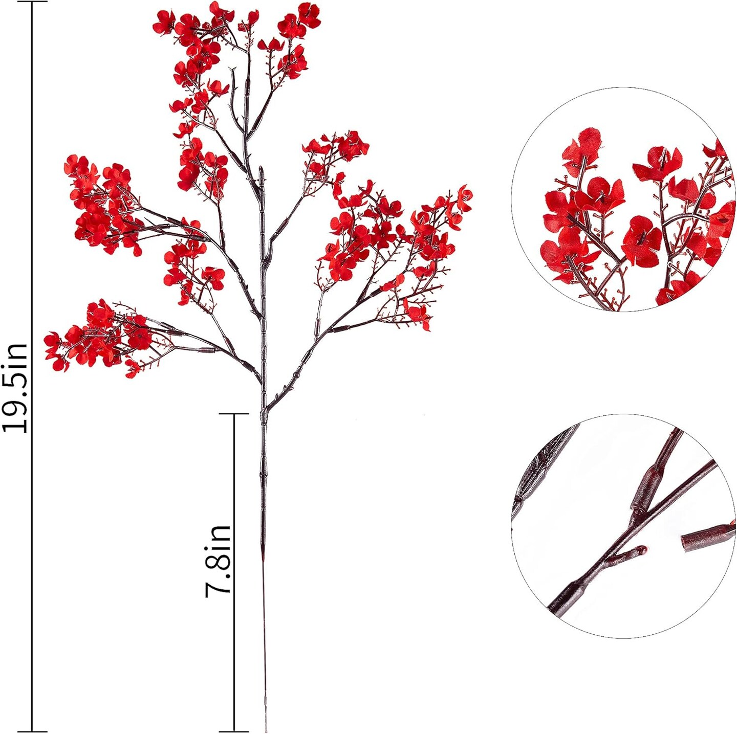 5 Pcs Babys Breath Artificial Flowers Bulk Real Touch Flowers Fake Flowers Silk Flowers for Home Decor Indoor Floral Arrangement Table Centerpieces Festival Party Decor (Red)