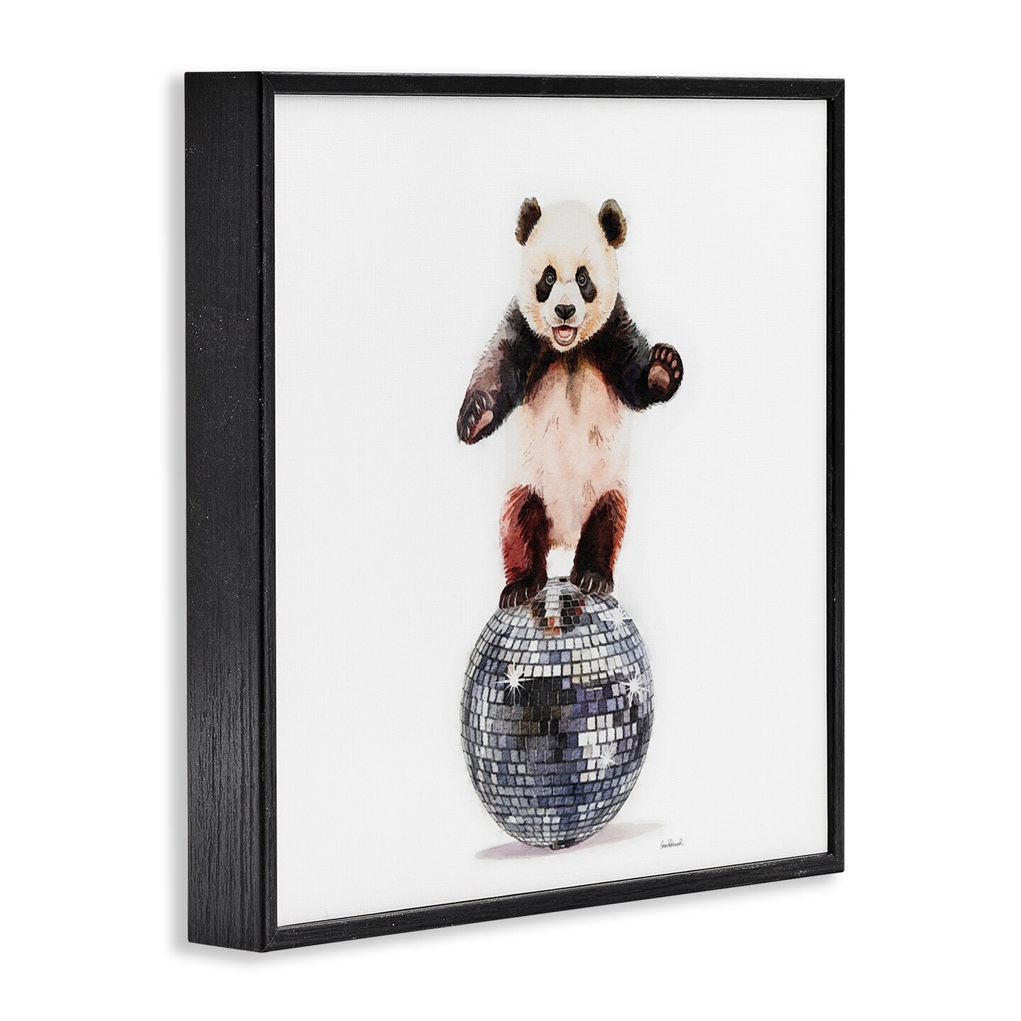 Stupell Industries Panda Balancing on Disco Ball Framed Giclee Design by Amanda Greenwood
