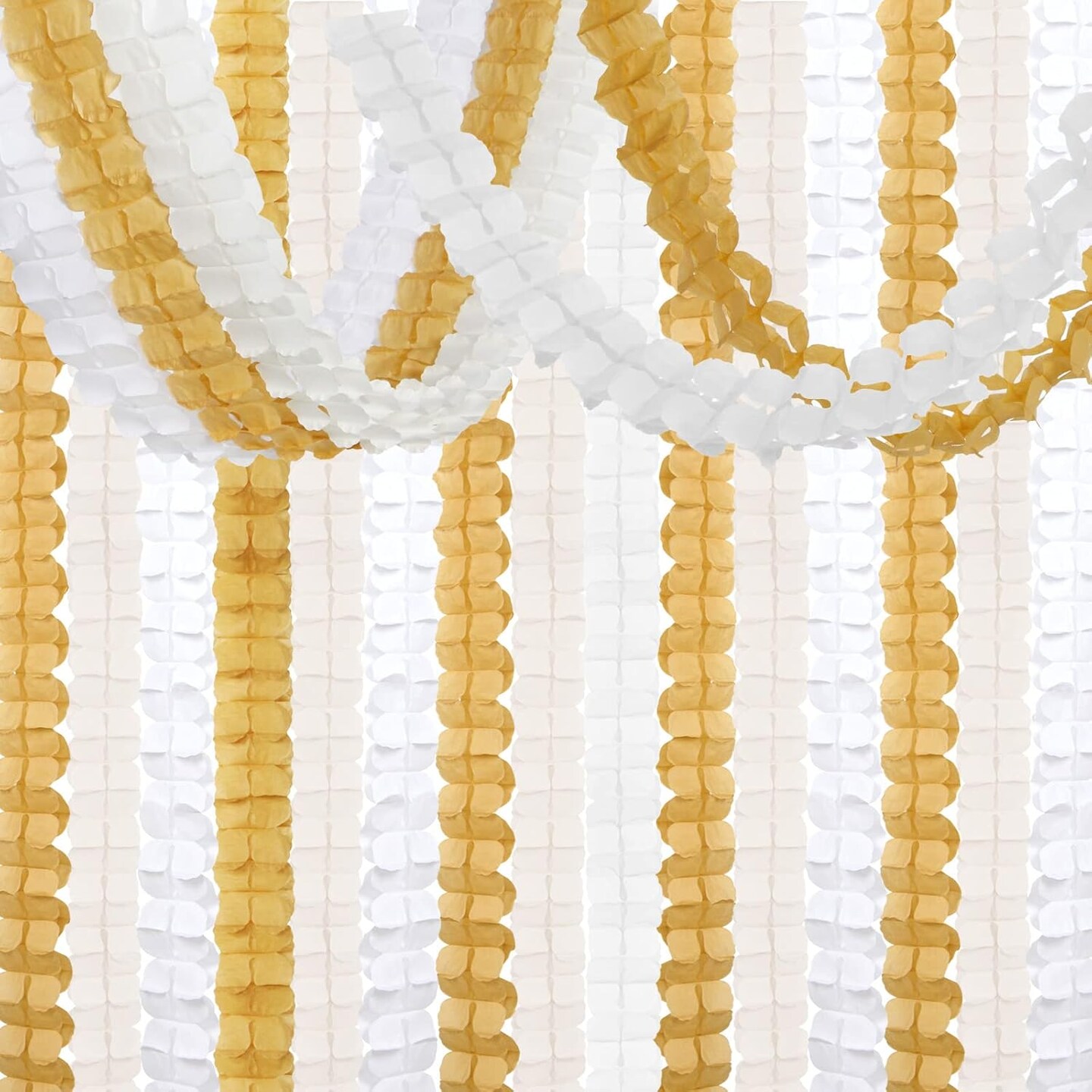 White Ivory-Gold Party-Decorations Streamers Garland - 12pcs 4-Leaf Clover Paper Streamer Wedding Bridal Baby Shower Bachelorette Engagement Banners Neutral Champagne Birthday