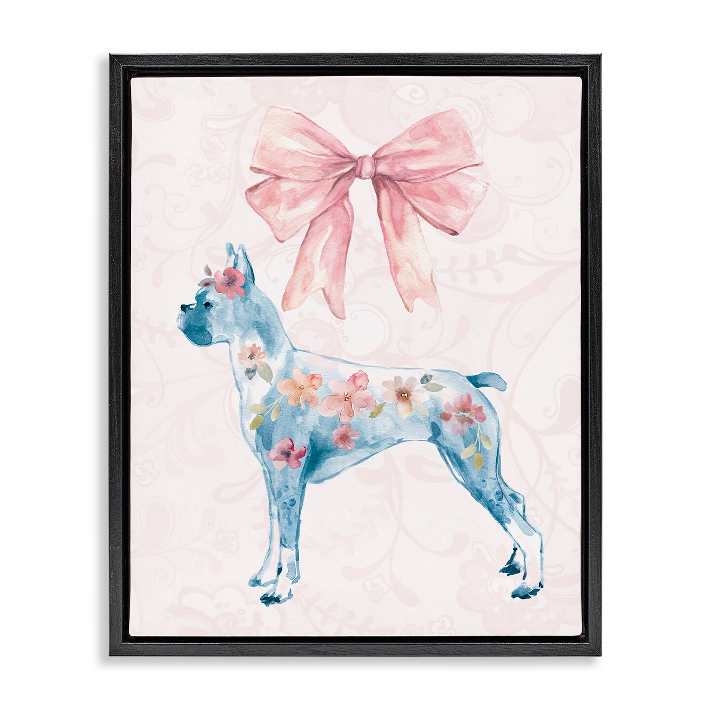 Stupell Industries Trendy Floral Dog Floating Frame Design by Carol Robinson
