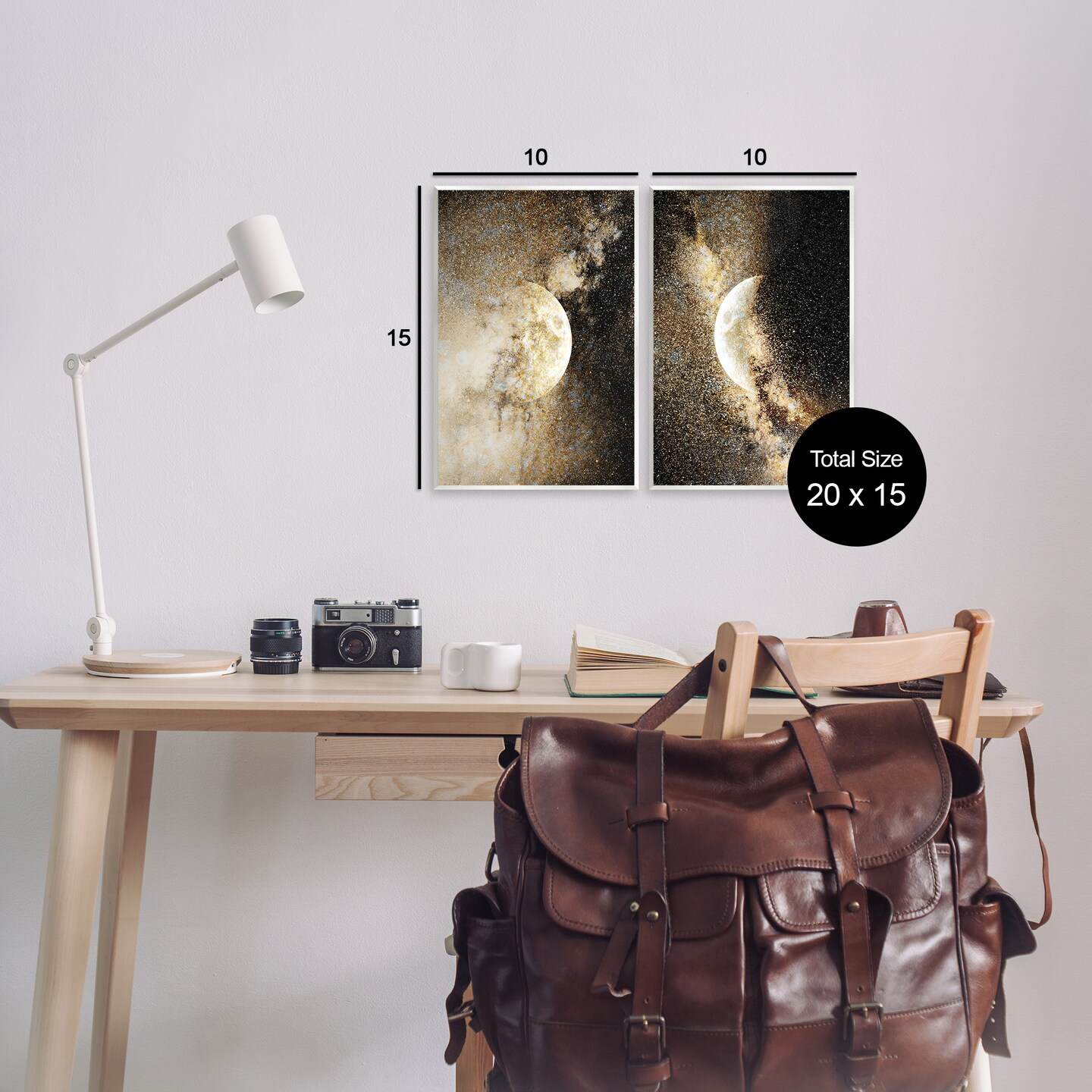 Stupell Industries Moons with Starry Nebulas 2pc Wall Plaque Set Design by Gemma Bardot