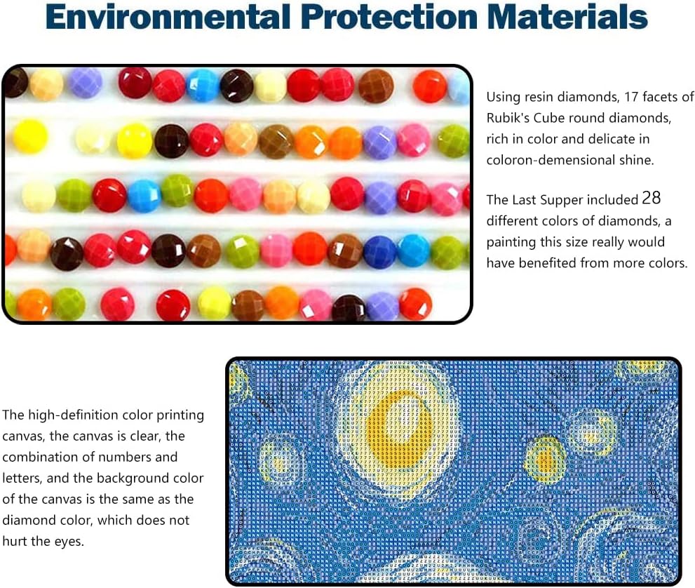 DIY 5D Full Round Diamond Painting Kits for Adults, Diamond Painting Kits Round Full Drill Diamond Art Kit Picture Craft for Home Wall Art Decor, 15.8"x33.5" (Starry Night)