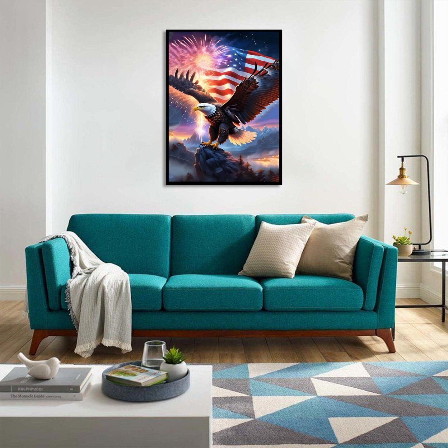 4th of July Diamond Painting Kits for Adults,Independence Day American Eagles Diamond Art Kits for Beginner.Round Full Drills Diamond Dots Gem Art for Holiday Gifts and Home Wall Decor 12X16 Inch