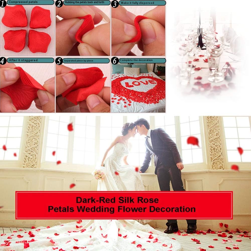 2000-Piece Artificial Silk Rose Petals – Red & White Fake Rose Petals for Romantic Nights, Weddings, Proposals, Anniversaries, Parties, and Event Decorations