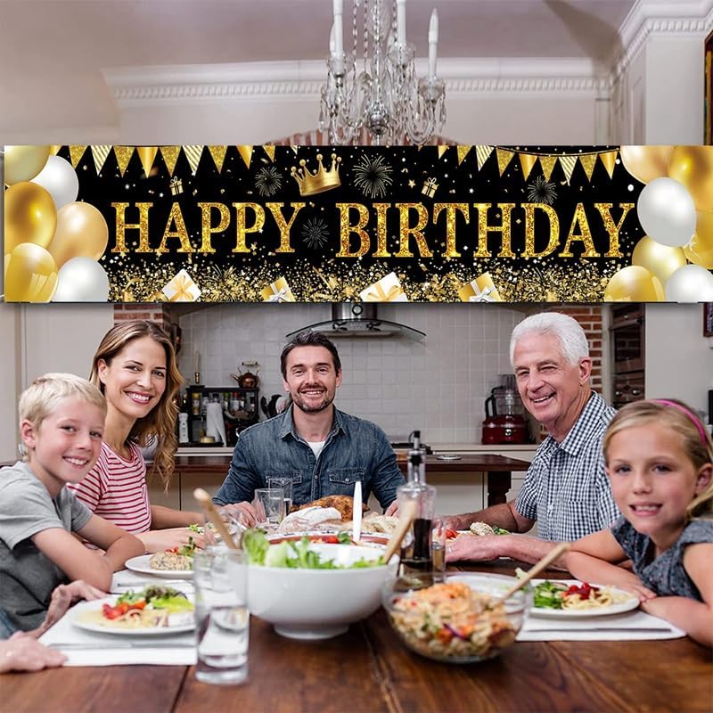 Large Happy Birthday Yard Banner, Happy Birthday Backdrop Banner, Happy Birthday Banner Sign, Happy Birthday Party Decorations Supplies (79 x 16in) (Birthday)