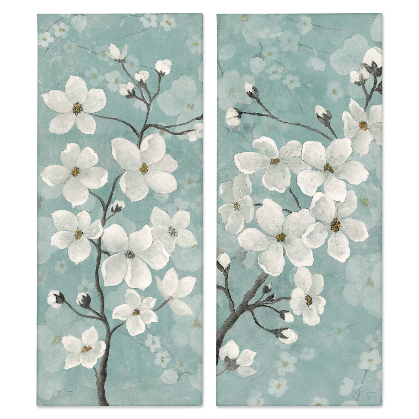 Stupell Industries Green Toned Blossoms 2pc Canvas Set Design by Tava ...