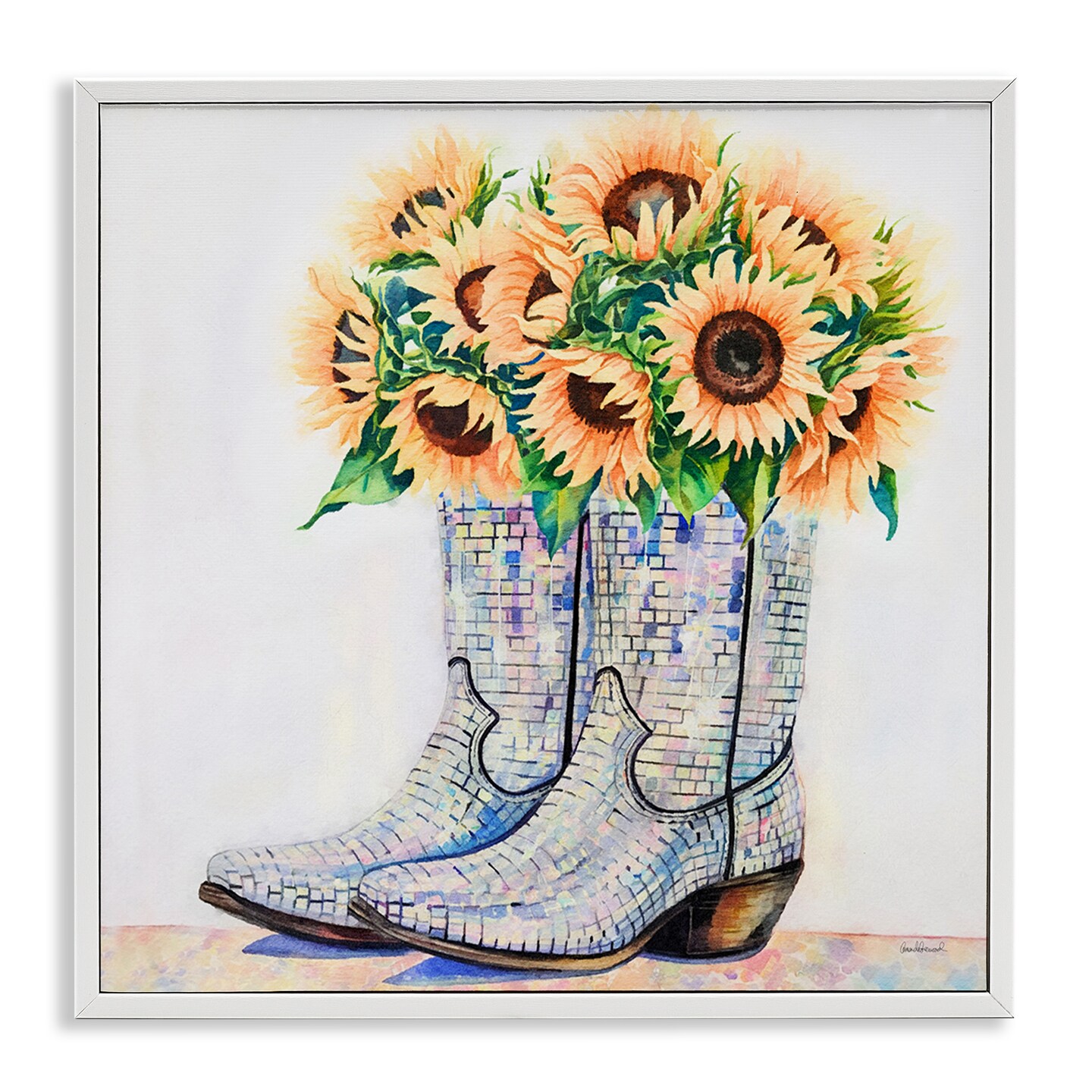 Stupell Industries Sunflower Filled Cowgirl Boots Framed Giclee Design ...