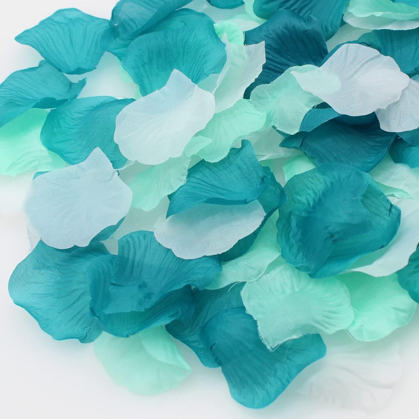 900PCS Teal Mint White Mixed Silk Rose Flower Petals Table Confetti Sprinkles Mermaid Beach Party Wedding