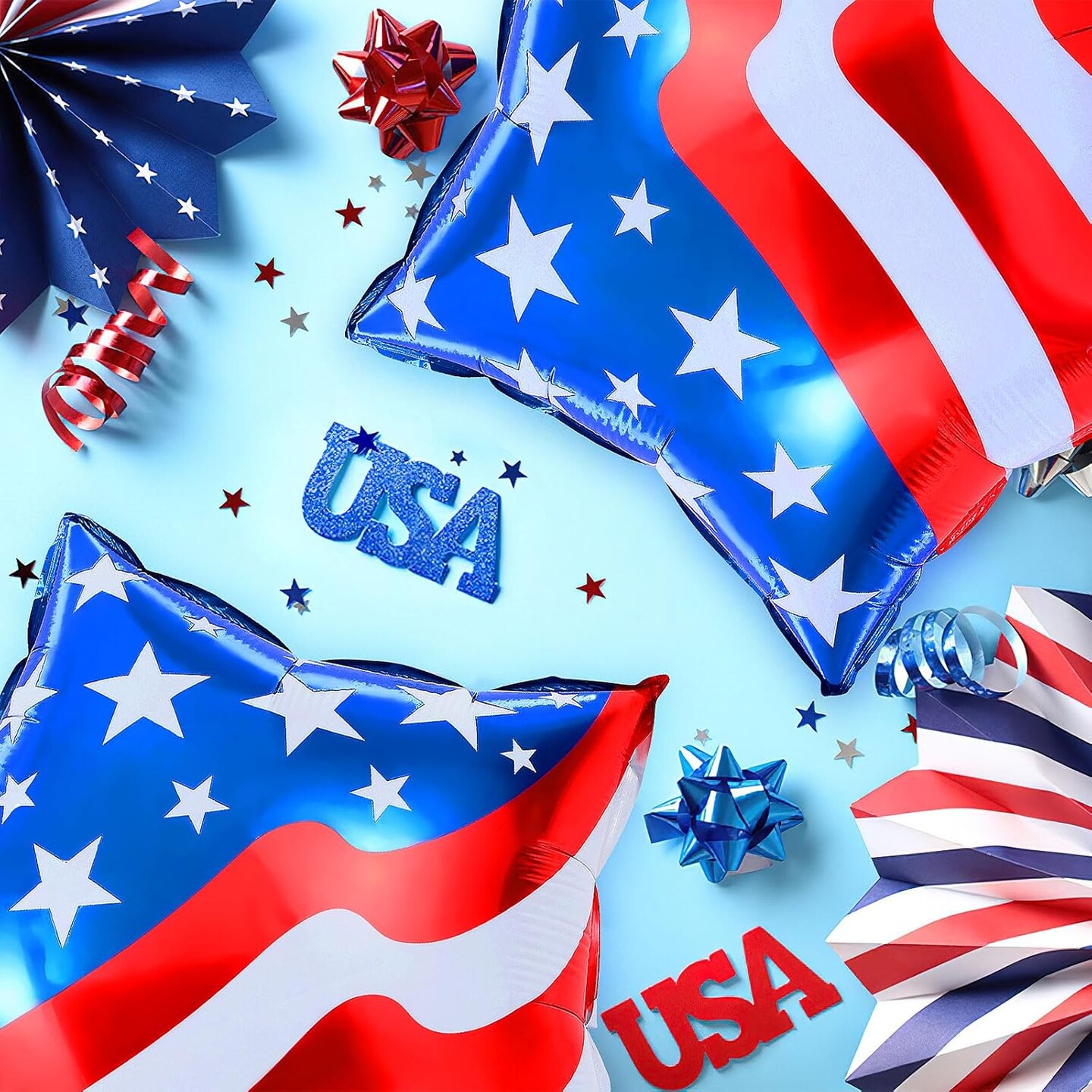 30Pcs 4th of July American Flag Balloons 18 inch Red White and Blue Star Foil Balloons