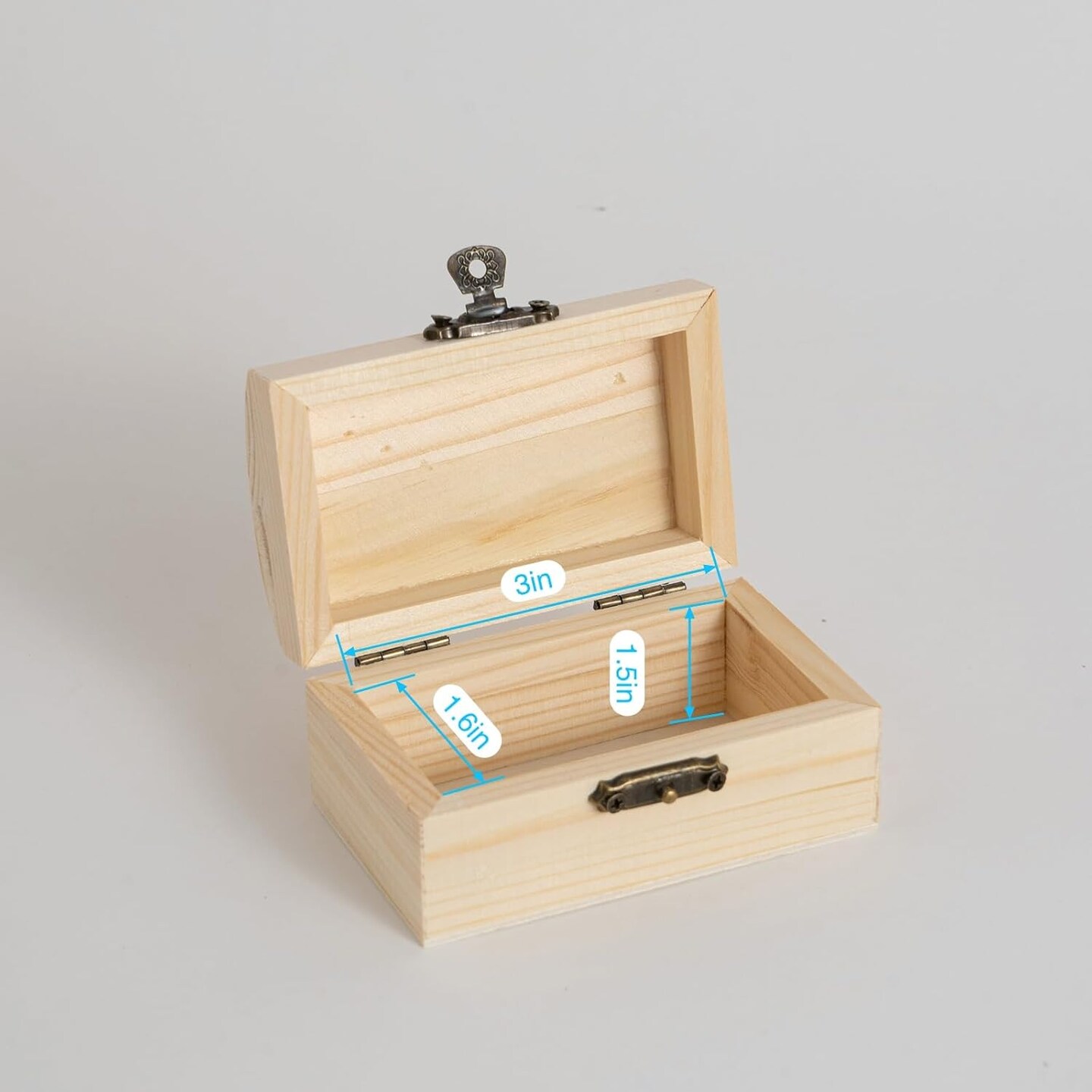 4 Piece (3.5 x 2.1 x 1.8 inches) Small Wooden Box Unfinished Wooden Treasure Box with Lids for DIY Crafts