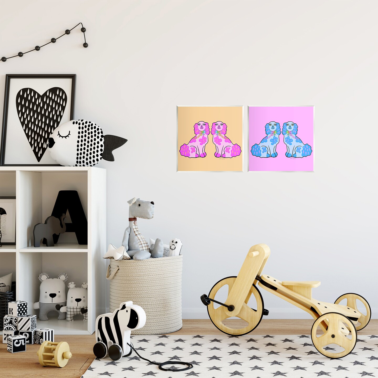 Stupell Industries Brightly Colored Posh Pooches 2pc Wall Plaque Set Design by Katie Conley