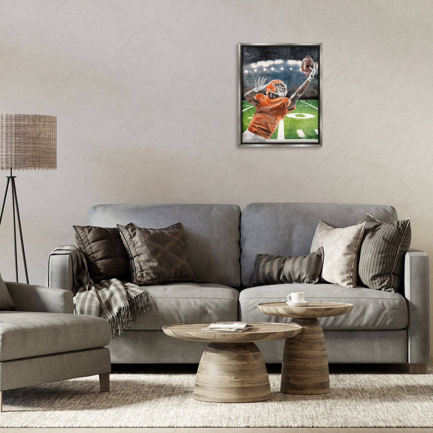 Stupell Industries Athlete Catching Football Floating Frame Design by Kim Allen