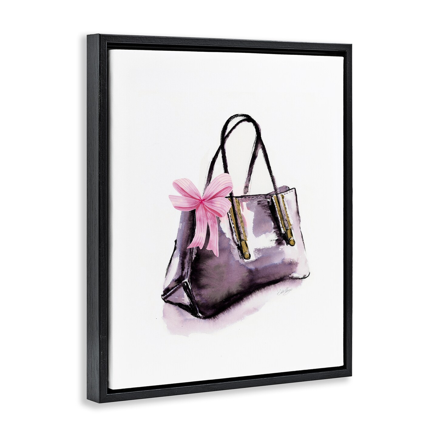 Stupell Industries Luxe Purse with Ribbon Floating Frame Design by Stella Chang