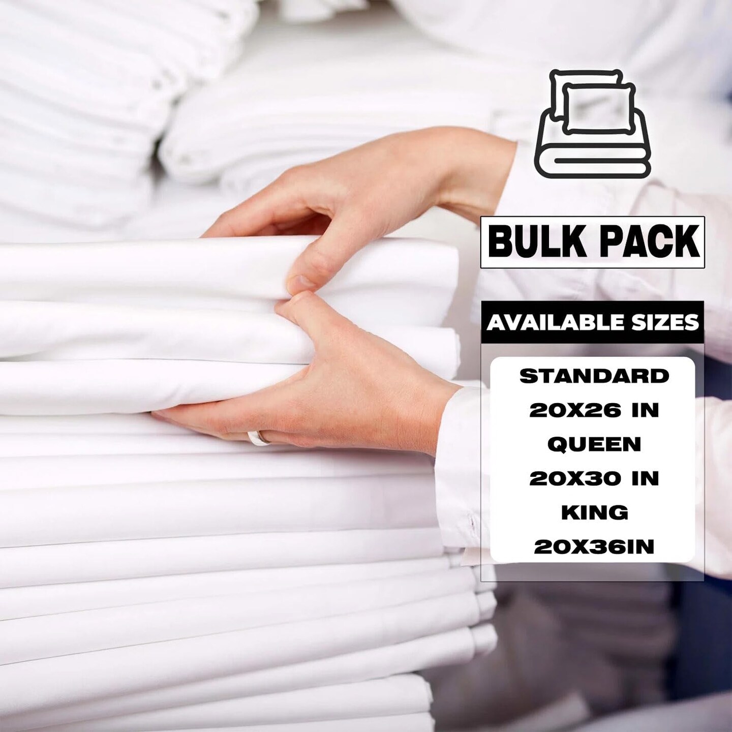 Bulk Pillow Cases Standard Size Set of 4 Pack Basic Pillowcases White Pillow Case Hypoallergenic Pillowcase Soft Envelope Closure Covers 20 x 26 Inches