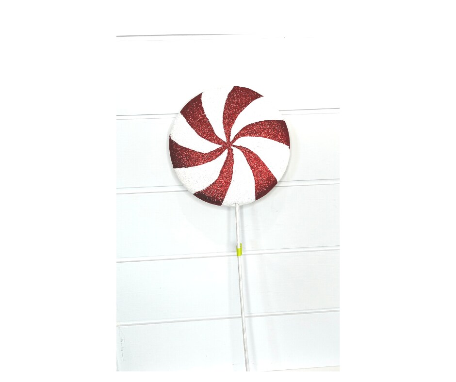 24&#x22;x8&#x22; Peppermint Lollipop Spray in Red and White by TCT Crafts - Festive Holiday Decor-84913RDWT