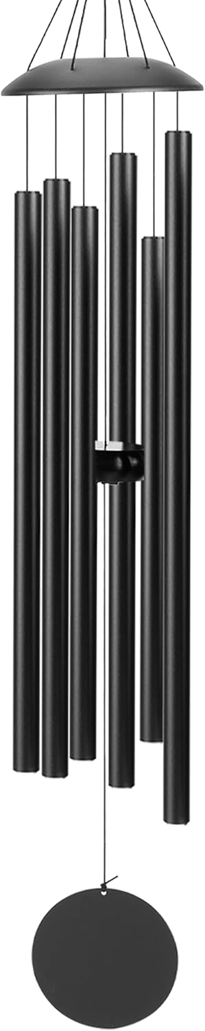 38&#x22; Large Wind Chimes with Classic Sound, Coolest Metal Windchimes Outdoors with Pine Wood Striker, Unique Gift for Mom, Garden Decoration(Black)