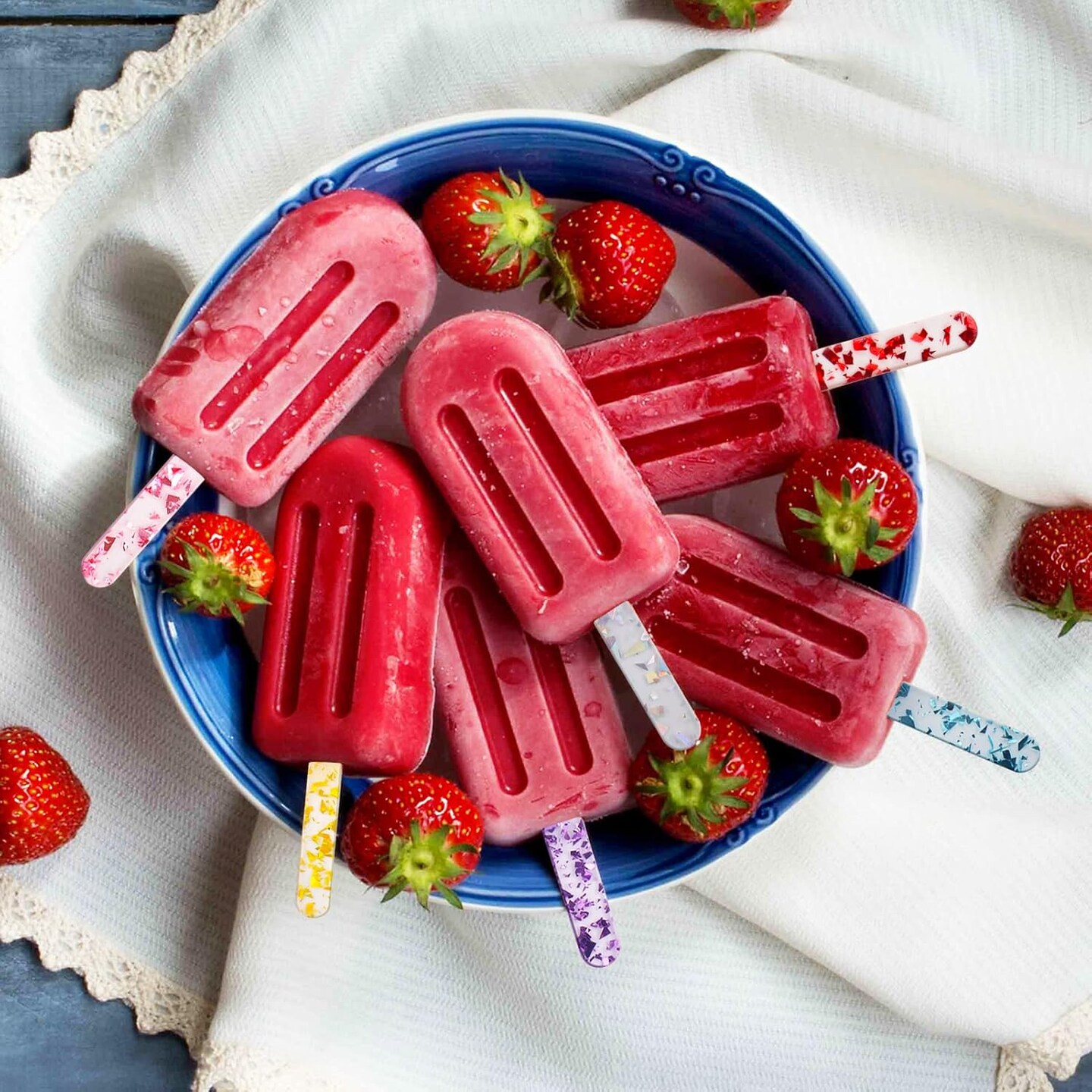 50Pcs Acrylic Popsicle Sticks, Reusable Cakesicle Sticks for Popsicles Molds DIY Ice Pop, Cake Pop,Candy Desert Making Crafts, 10 Colors