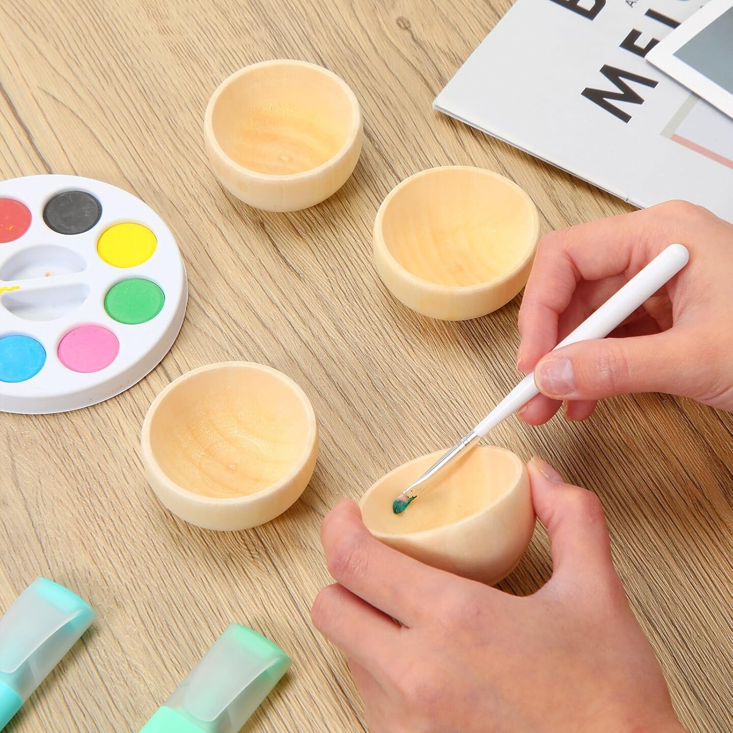 Set of 40 Wood Small Bowls Unfinished Wooden Mini Round Bowl Serving Craft Kitchen or Condiment Salad Nuts Dips Sauce Spice Candy