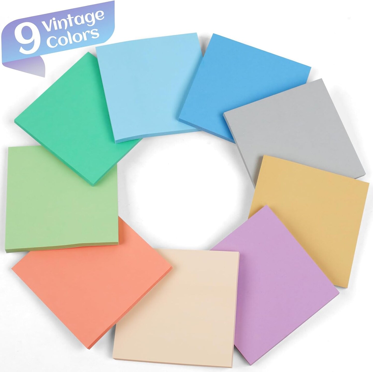 18 Pads Sticky Notes, Aesthetic Sticky Notes, 9 Colors of Neutral Notes for Office, School, Home Desks, and More, 50 Sheets/Pad