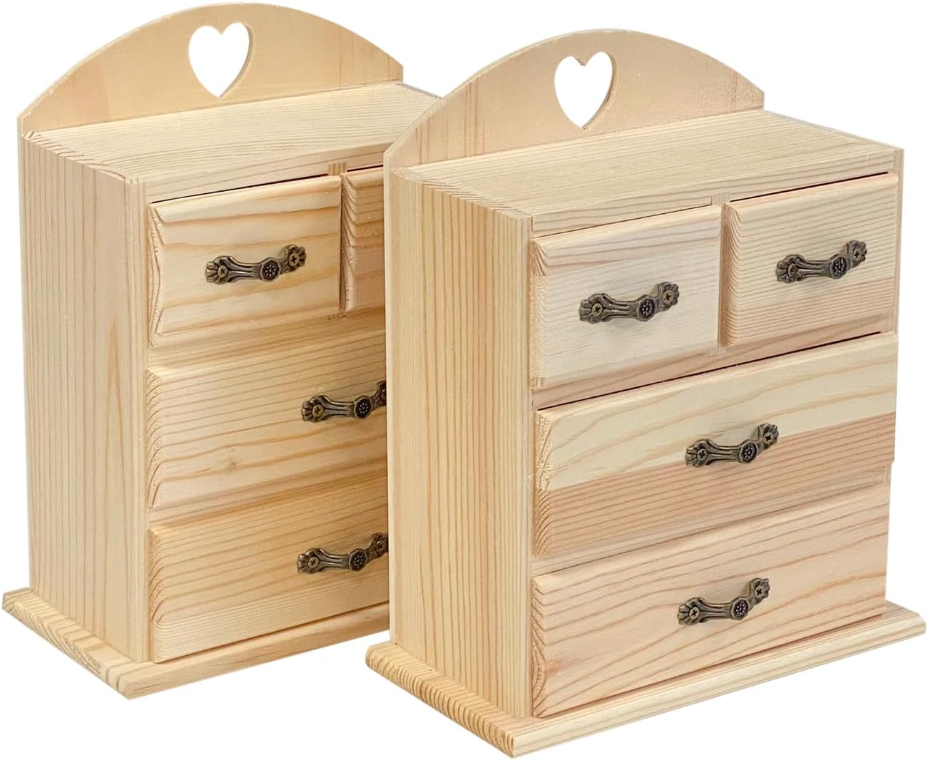 Unfinished Wood box with Mini Drawers for Jewellery,Small Wooden Organizer Storage Box for Crafts Hobbies DIY Project