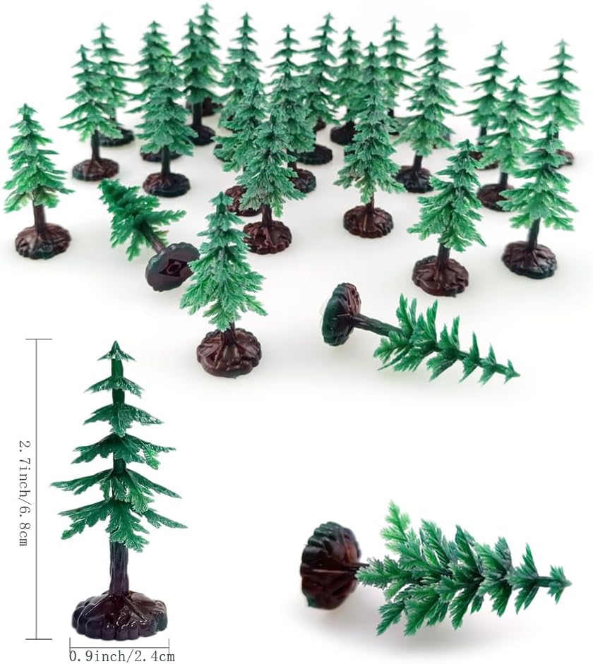 30 PCS Miniature Trees Miniature Christmas Tree Figurines for Crafts Plastic Trees Scenery Landscape Model Pine Tree Diorama Trees