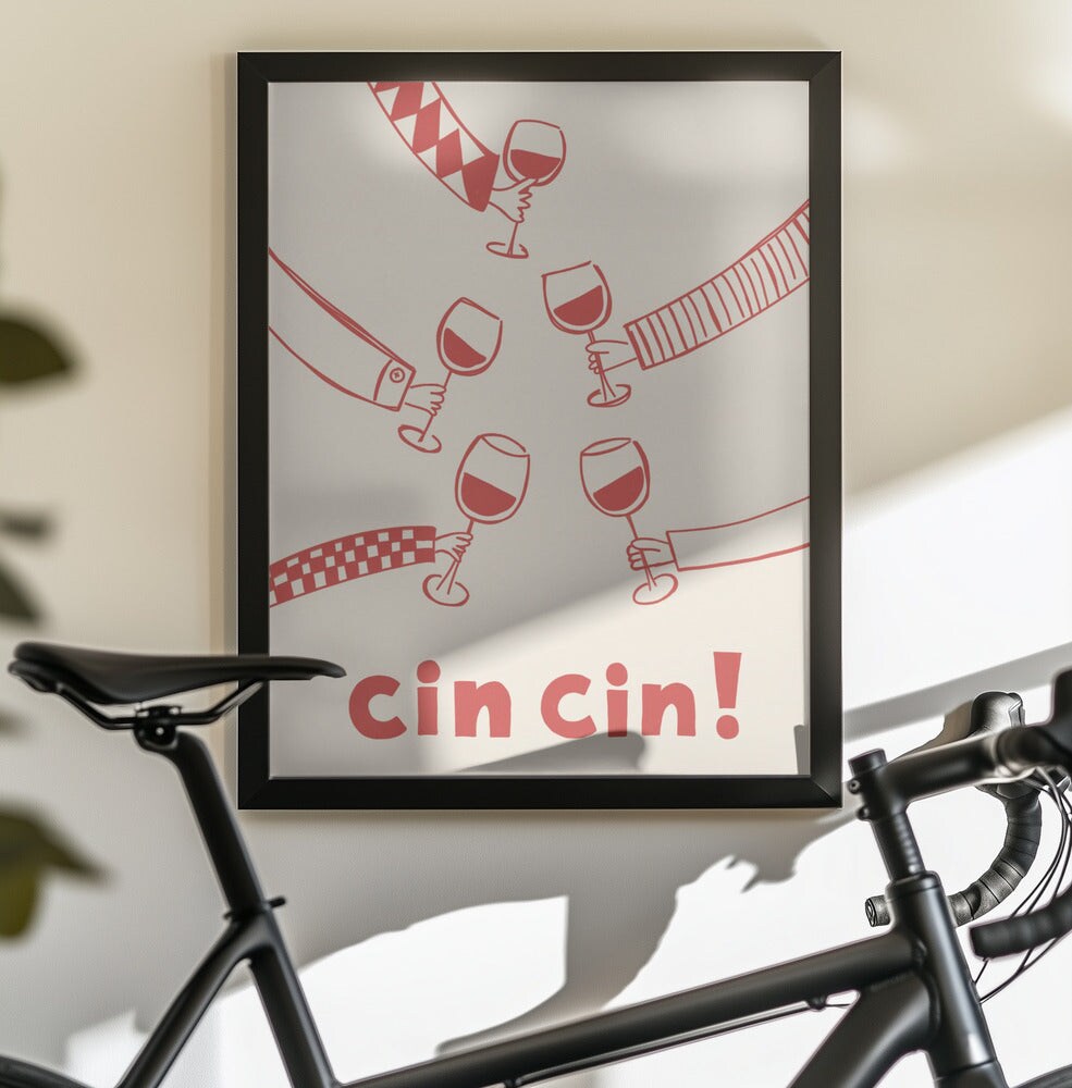 Cin cin! Wine Party with Friends - Rio Sol&#xE9;y 24x36 Black Framed Art | Home or Office Art
