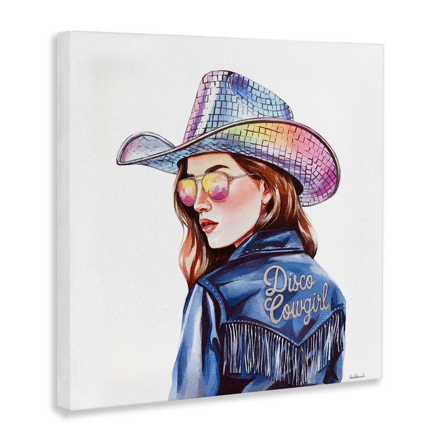 Stupell Industries Disco Cowgirl in Blue Canvas Design by Amanda Greenwood