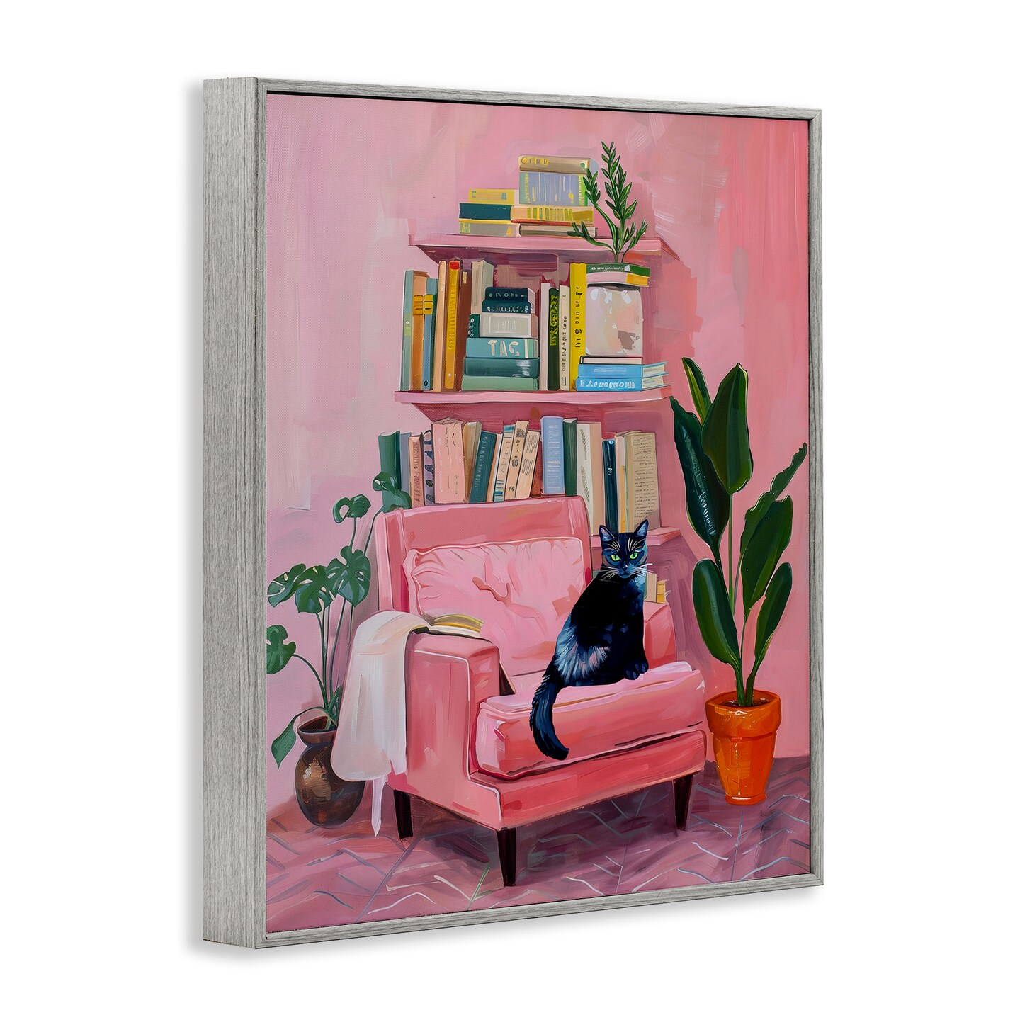 Stupell Industries Calm & Cozy Pink Interior Framed Giclee Design by Lil' Rue