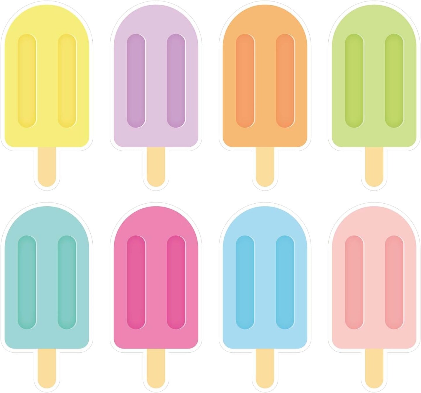 8Pcs Ice Pop Cutouts Summer Ice Lolly Bulletin Board Decor Candy Colorful Popsicle Shape Paper Cut-Outs with 100Pcs Glue Points for DIY Art Craft