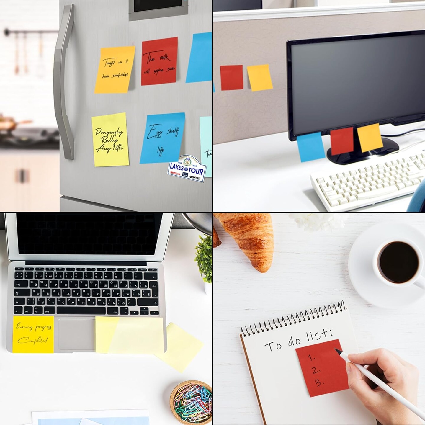 14 Pack Sticky Notes - Rainbow Colors Self-Stick Pads - Strong Adhesion, Smooth Writing, No Residue - Easy to Post for Home, Office, School - 72 Sheets/Pad