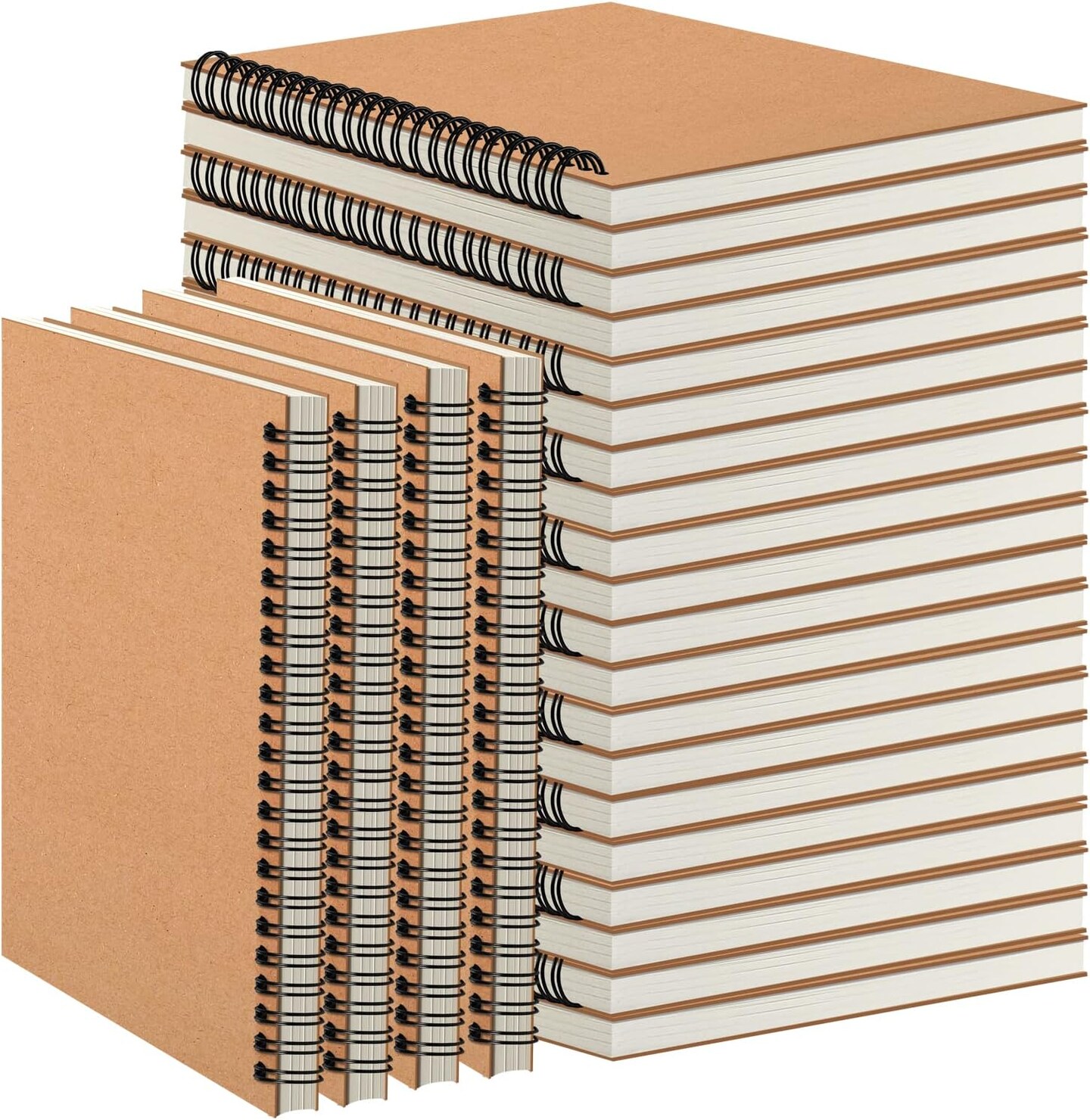 M-Aimee 24-Pack Kraft Brown Journal Notebooks - A5 Lined Writing Books For Everyday Use & Travel