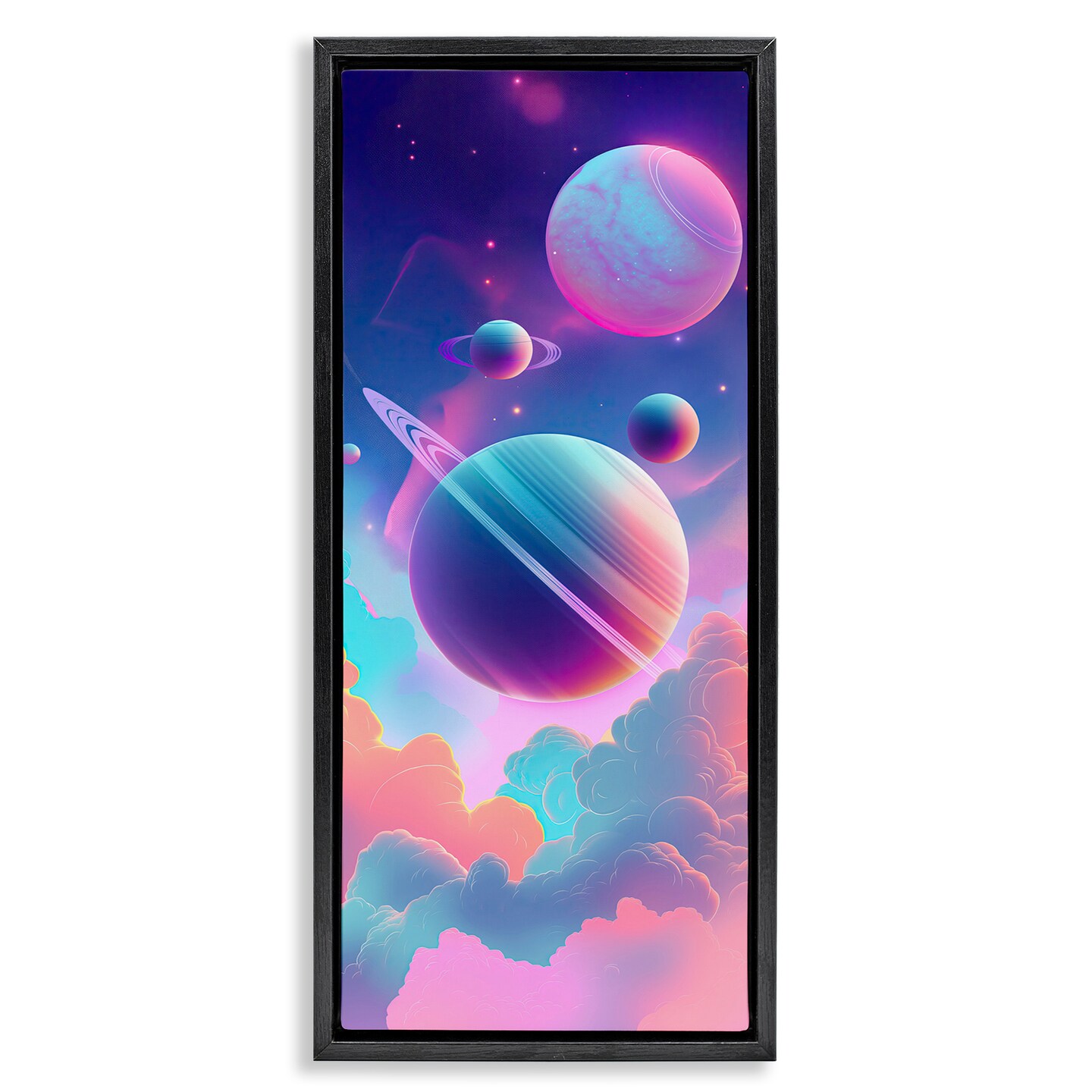Stupell Industries Pastel Clouds with Planets Floating Frame Design by Wumples