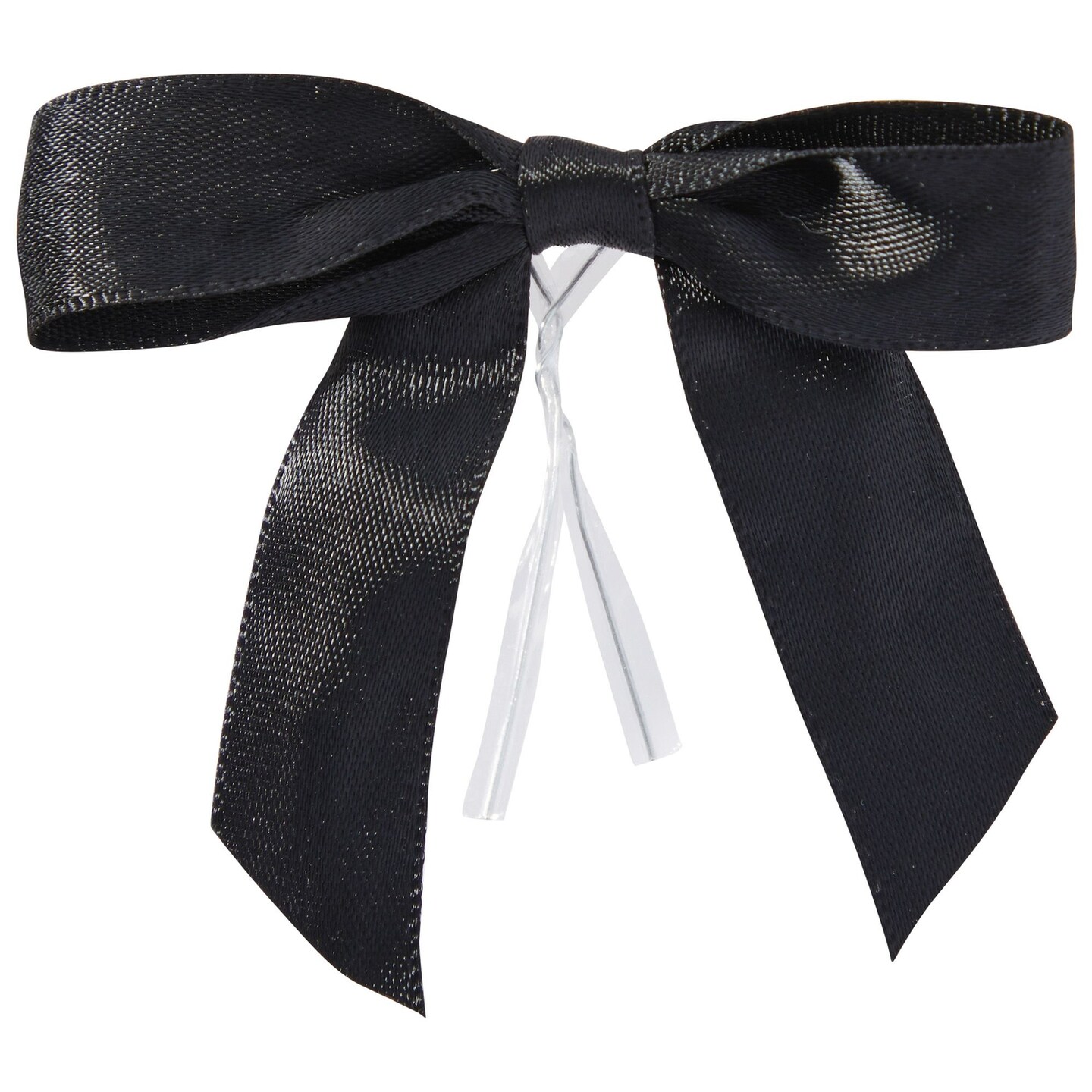 100-Pack Twist Tie Bows - Black 3&#x22; Satin Ribbon Small Bows For Gift Wrapping Treats Party Favors Craft Decoration