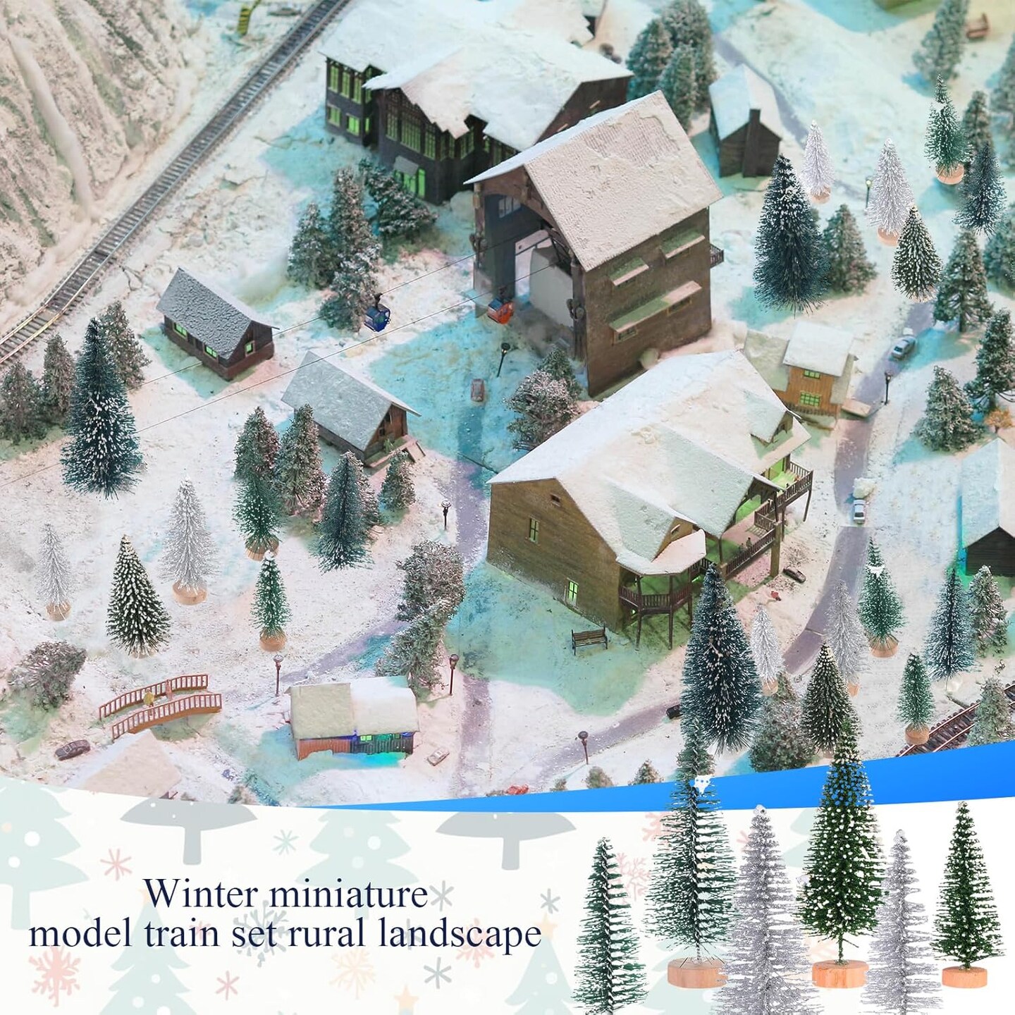 28 Pcs Mini Christmas Bottle Brush Trees 1.6''-5.3'' Artificial Tiny Sisal Snow Trees Miniature Christmas Village Trees Diorama Trees