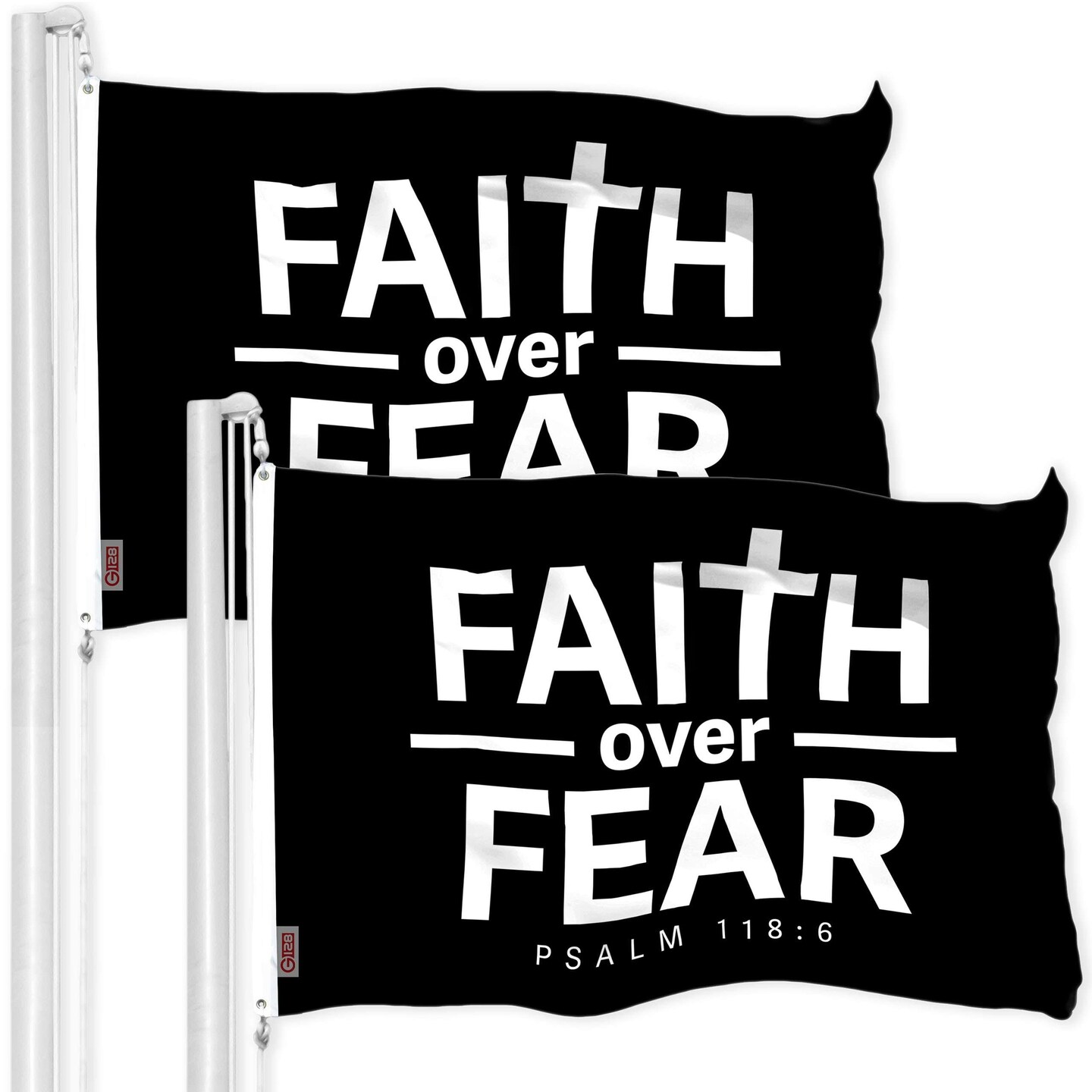 G128 2 Pack: Faith over Fear Flag | 3x5 Ft | LiteWeave Pro Series Printed 150D Polyester | Indoor/Outdoor, Vibrant Colors, Brass Grommets